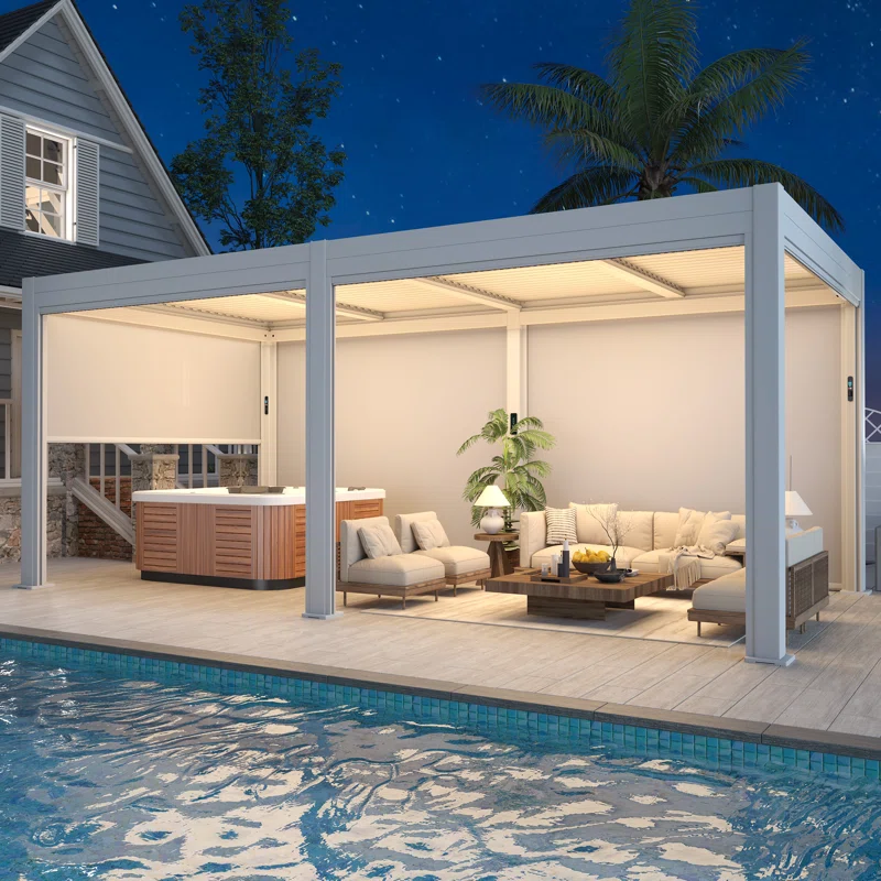 10' x 20' Outdoor Pergola with LED Lights