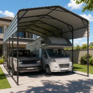 14 Ft. W X 25 Ft. D X 12.8 Ft. H Galvanized Steel RV Carport, Car Canopy and Storage Shed